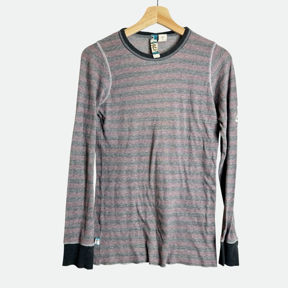 Matix Size Large Thermal Waffle Knot Striped Skater Shirt Long Sleeve Thrashed